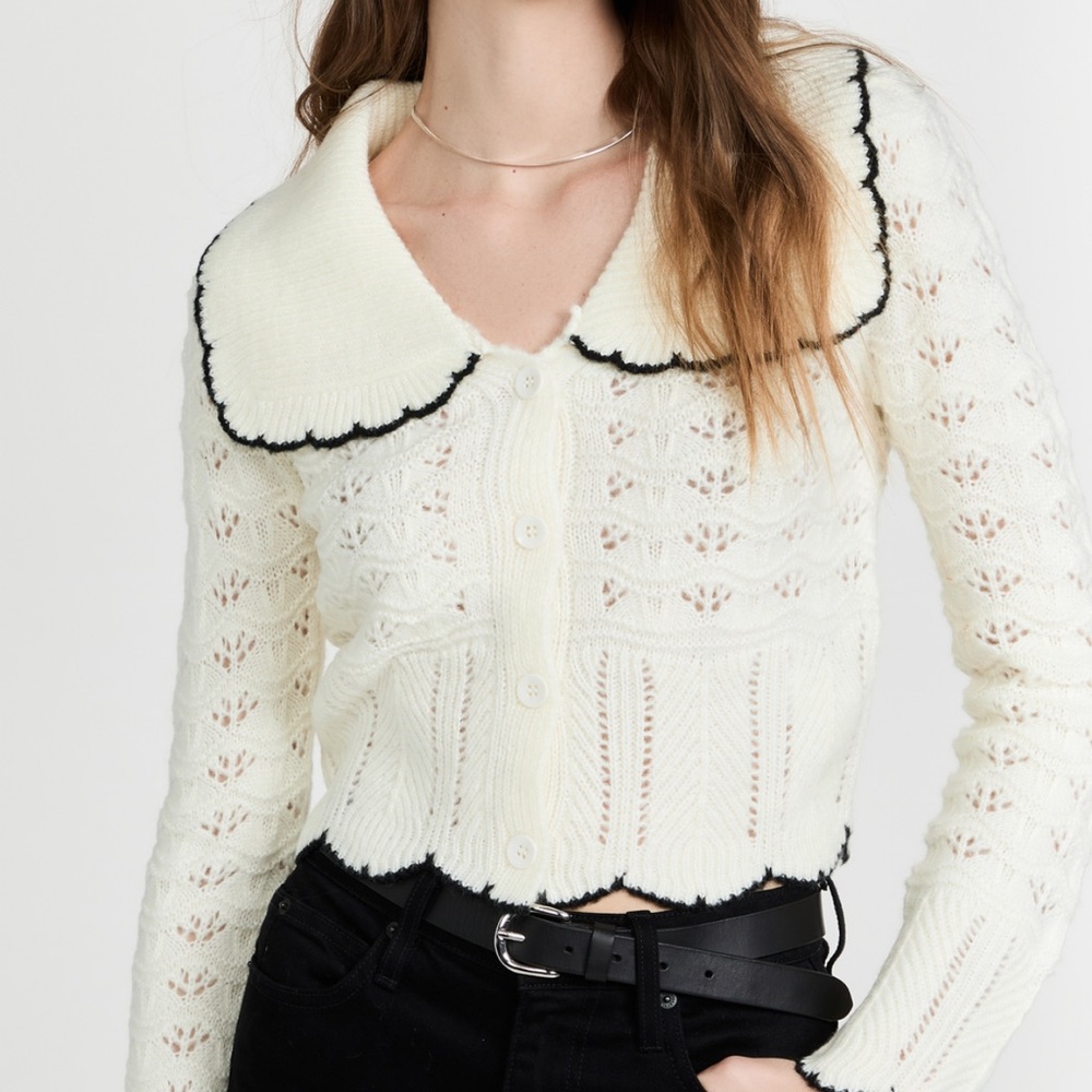 Endless Rose Scallop Collar Trim Cardigan